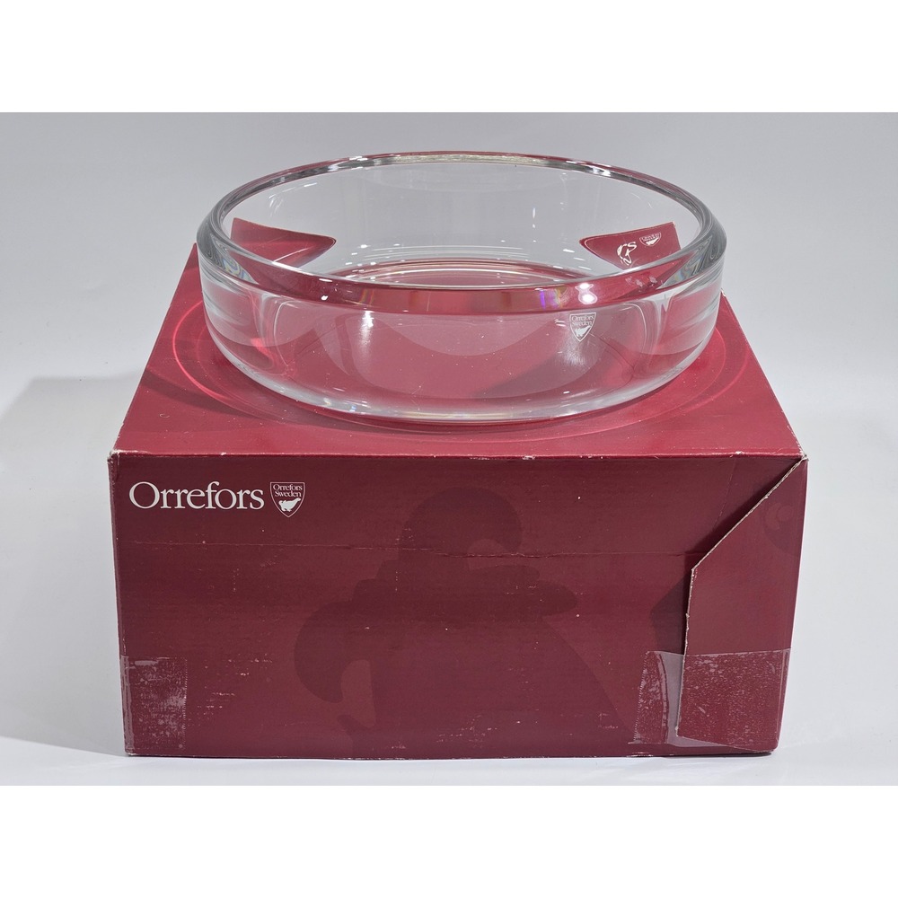 Orrefors Crystal Milano Bowl 10" Signed LB 5019-33 Lena Bergstrom HTF VINTAGE